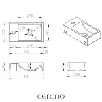 CERANO - Umývátko z litého mramoru Teo - závěsné levé - černá matná - 40x22 CER-482704