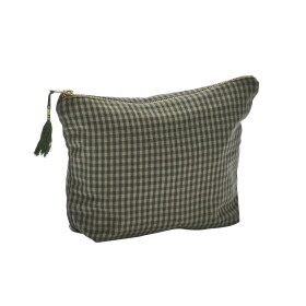 MADAM STOLTZ Kosmetická taštička Checked Cotton, zelená barva, textil