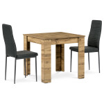 Jídelní set 1+2, stůl 80x80 cm, MDF dub wotan, židle černá látka, černý lak