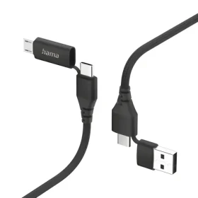 Hama USB kabel 4v1 černá / Nabíjecí kabel / USB-A + USB-C / USB-C + Micro-USB / 1,5 m