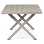 Stůl zahradní 180x100x75, deska polywood v dekoru světlého dubu, hliníková konstrukce, béžová barva