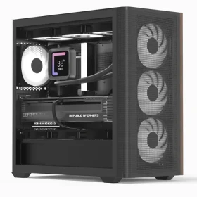 Aerocool D301A-G-BK-V2 černá, dřevo / PC skříň / Mini Tower / Micro ATX / 2x USB 3.0 / USB-C / bez zdroje (ACCS-MA03043.11)