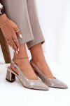 Kožené Dámské Sandály Na Podpatku Se Špičatými Špičkami Zlaté-Stříbrné Vinceza 66733 37