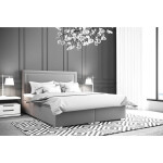 Čalouněná postel Briony 140x200, stříbrná, vč. matrace a topperu