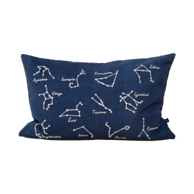 Fine Little Day Vyšívaný povlak na polštář Zodiac Signs 38 x 58 cm, modrá barva, textil