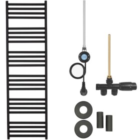 CERANO Koupelnový radiátorový set Fulgidus - kombinované vytápění, wifi tyč - boční jednobodové připojení - 600W - černá matná - 1800x530 mm