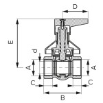 NOVASERVIS - Podomítkový kulový kohout, páka MM 1/2" KFP1D