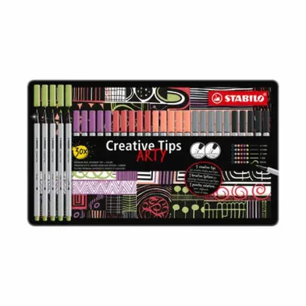 STABILO® Creative Tips - ARTY - 30 ks sada v plechu - PASTEL - 6 různých barev (89/30-6-2-20)