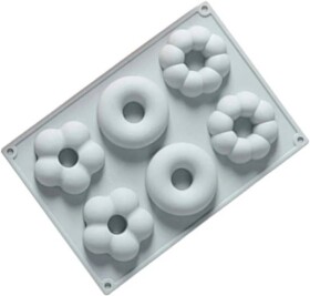 Dortisimo Silikonová forma na pečení/na mražené dezerty Květiny a donuty (na 6 ks) 6,5 cm