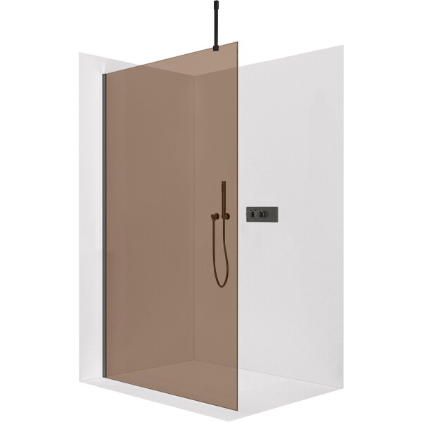 CERANO Sprchová zástěna Walk-in Onyx Top Cube L/P - 8 mm - hranatá vzpěra - černá matná, bronzové sklo - 50x200 cm
