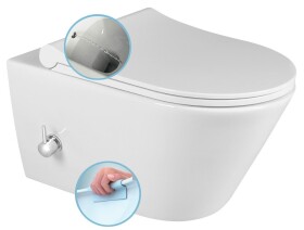 SAPHO - AVVA CLEANWASH závěsná WC mísa, integrovaná baterie a bidet. sprška, Rimless, 35,5x53cm, bílá 100315