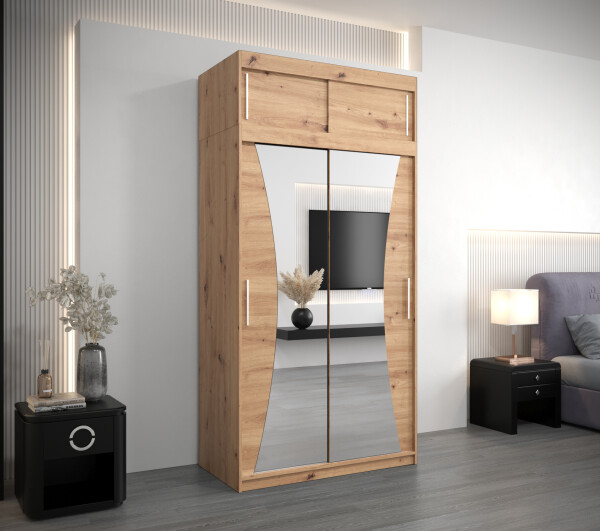 Šatní skříň Abi Mo s nástavcem Barva korpusu: Dub artisan, Rozměry: 120 cm, Dveře: Dub artisan