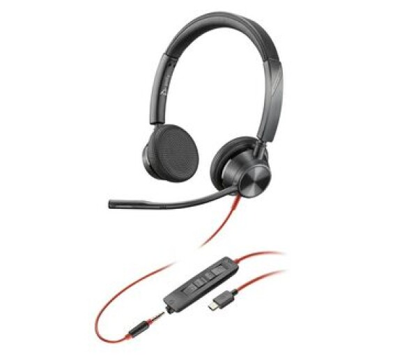 Poly Blackwire 3325 černá / Náhlavní souprava / mikrofon / dvě sluchátko / 3.5mm jack / USB-C (76J22AA)