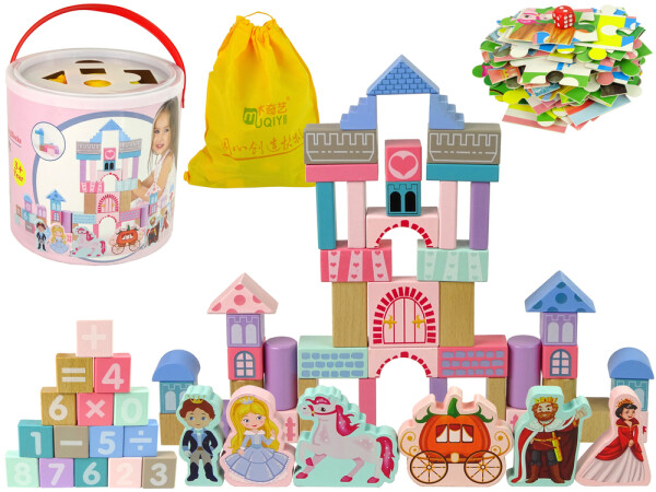 Mamido Dřevěné kostky a puzzle princezny a čísla