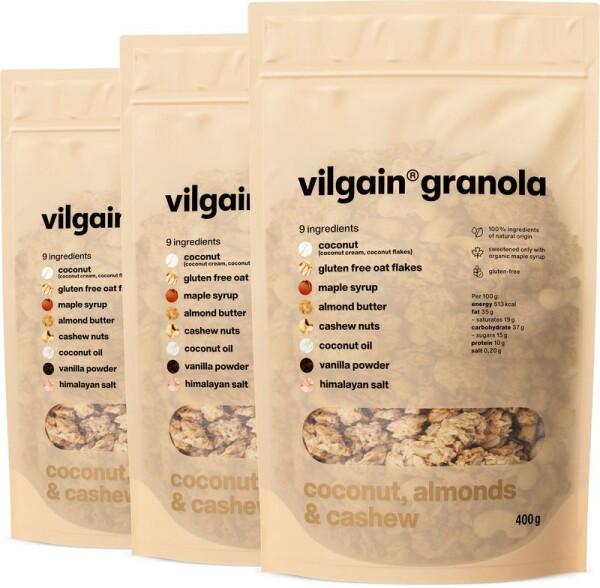 Vilgain Granola – 3× kokos, mandle a kešu 400 g