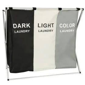 KIK Tříkomorový koš na prádlo s organizérem 135 l / Oxford 600D / 65 × 36,5 × 58 cm (400841)