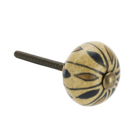 MADAM STOLTZ Kameninová úchytka Sand / Antique Brass, béžová barva, kov, keramika