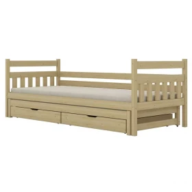 Postel Dawid přistýlka + zásuvky 90x200 přírodní, nelakovaná