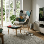 Křeslo ušák, vícebarevná, látka, AK-305B PW2