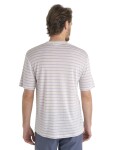 ICEBREAKER Mens Merino Drayden SS Tee Stripe, Ecru Heather/Purple Gaze velikost: M