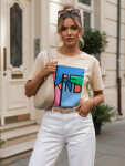 KINDBE dámské tričko s potiskem broskvová FashionStreet RY2615 L/XL