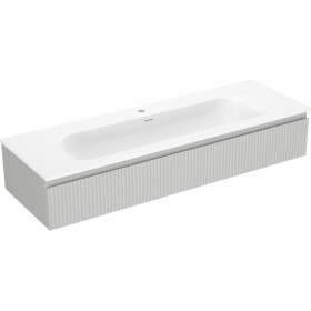 MEXEN/S - Rivel koupelnová skříňka 140 cm s umyvadlem Vela, 1 šuplík, reliéf , šedá mat/bílá mat 91A20-14023-1-BF62-W23M01