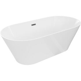 MEXEN/S - Luna Slim volně stojící vana 170 x 75, bílá, sifon a přepad grafit metal 52041707500-95
