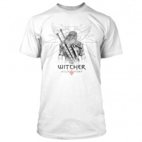 Zaklínač bílé tričko Witcher 3 Sketched Geralt Premium vel. S