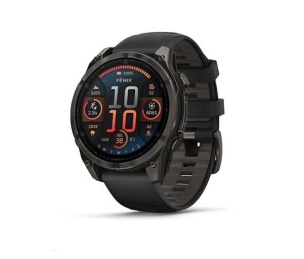 Garmin fenix® 8 – 47 mm, AMOLED, Sapphire, Carbon grey DLC titanium s Black/Gray silikonovým řemínkem, EU EDF_822990