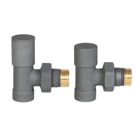 CERANO Připojovací sada radiátorových ventilů - ruční - rohová - 1/2"/1/2"- šedá matná