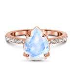 Royal Fashion prsten 14k zlato Vermeil GU-DR8927R-ROSEGOLD-MOONSTONE-ZIRCON Velikost: 5 (EU: 49-50)
