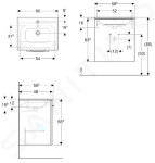 GEBERIT - Selnova Square Umyvadlová skříňka 635x588x480 mm, s umyvadlem, 1 dvířka, lávová mat 501.253.00.1