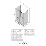 CERANO - Třístěnný sprchový kout Varone POINT U L/P - 6 mm - černá matná, grafitové sklo - 130x70x195 - posuvný CER-8050BD7815
