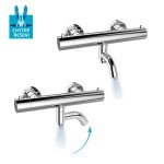 Mereo Termostatická vanová baterie s talířovou hranatou slim sprchou, šedá CB60101TSB