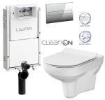 LAUFEN Podomít. systém LIS TW1 SET s chromovým tlačítkem + WC CERSANIT CITY NEW CLEANON + WC SEDÁTKO SLIM H8946630000001CR CI2