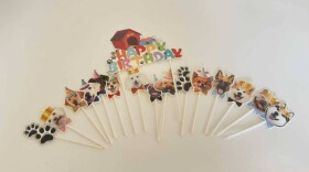 Dortisimo Zápich do dortu Happy Birthday s pejsky (9 ks)