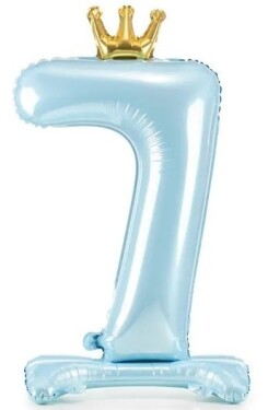Balónek číslo 7 stojící modrý s korunkou 84 cm Balónek číslo 7 stojící modrý s korunkou 84 cm