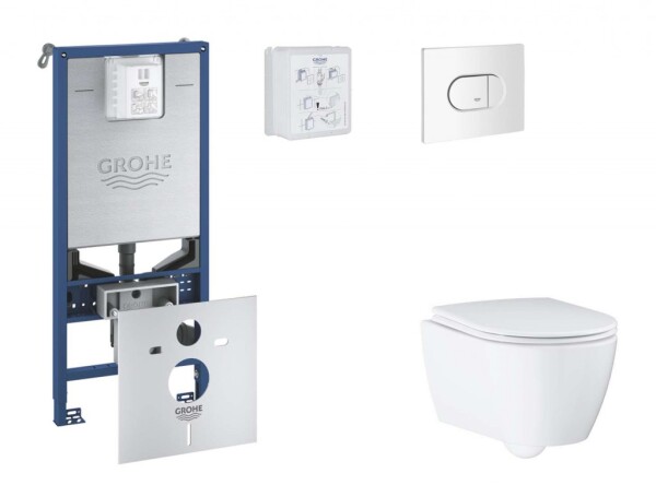 GROHE - Rapid SLX Set předstěnové instalace, klozetu, sedátka SoftClose a tlačítka Arena Cosmopolitan, alpská bílá SANI11BB3116