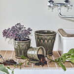 House Doctor Keramický květináč s podmiskou Cora Grey S, šedá barva, keramika