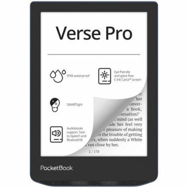 PocketBook Verse Pro modrá / 6" / 1448x1072 T / 16GB / E-Ink / 1500mAh / USB-C / Wi-Fi (PB634-A-WW-B)