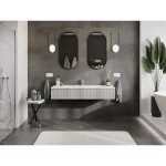 MEXEN/S - Rivel koupelnová skříňka 140 cm s umyvadlem Vela, 1 šuplík, reliéf , šedá mat/bílá mat 91A20-14023-1-BF62-W23M01
