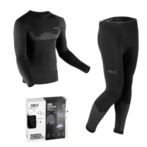 NILS BTZ0464 Pánské bezešvé termoprádlo Magnus černé (5907695553093)