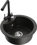 MEXEN/S - Diego granitový dřez včetně baterie Duero, černá/zlatá metalik 6512-75-671600-70