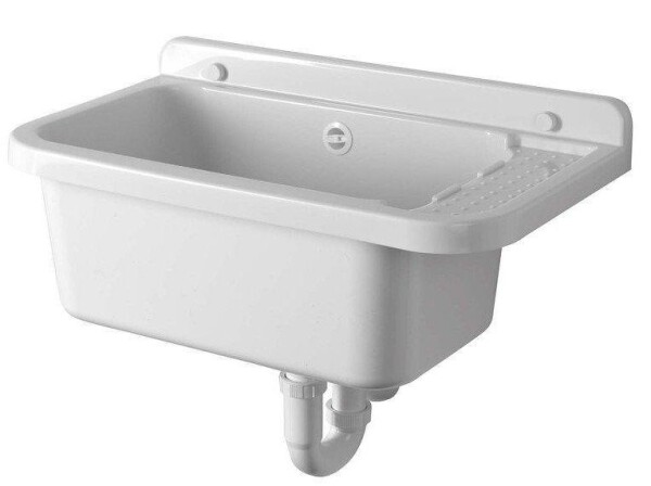 AQUALINE - Závěsná výlevka s odkládací plochou 60x34cm, plast, bílá PI5060