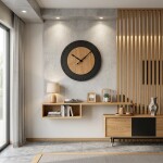 DumDekorace Nástěnné hodiny BLACK&amp;OAK 2 XXL 75 cm z dubového dřeva s tichým mechanismem