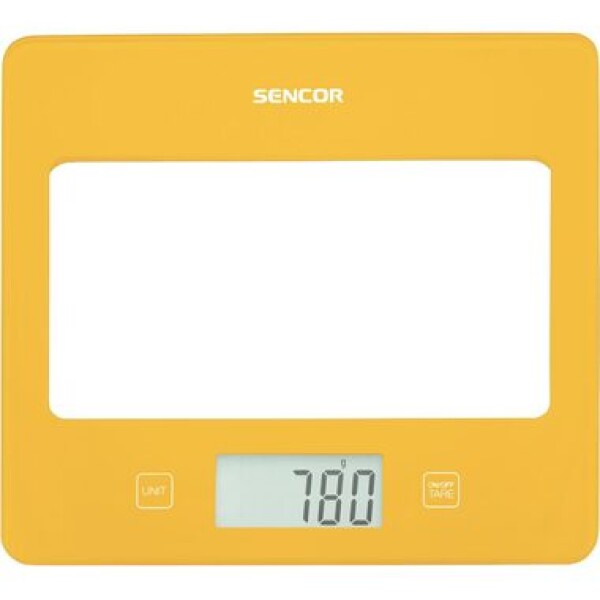 SENCOR SKS 5036YL žlutá / digitální kuchyňská váha / max. 5 kg / funkce TARE / dotyk. tlačítka (8590669315079)