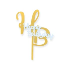 Dortisimo Zapichovací dekorace na dort zlato-bílá Happy Birthday