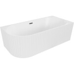 MEXEN/S - Gia volně stojící rohová vana reliéf pravá 150 x 75, bílá mat, sifon a přepad grafit kartáčovaná 52701507501P-66