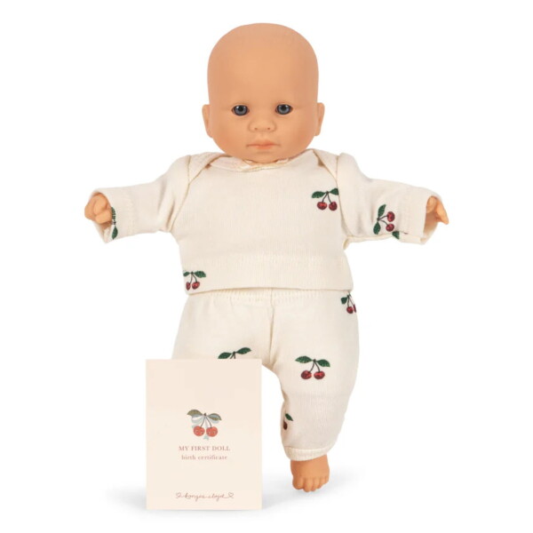 Konges Sløjd Panenka pro děti First Mini Doll – Cherry, krémová barva, plast, textil