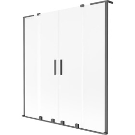 MEXEN/S - Velar L Duo dvoukřídlá posuvná vanová zástěna 140 x 150, dekor, grafit metal 896-140-003-32-95